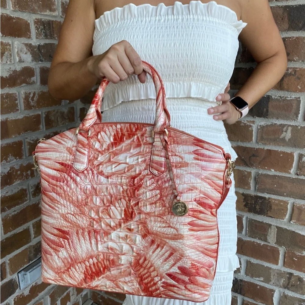 NWT Brahmin Duxbury Pink Flamingo Melbourne Large Satchel Handbag